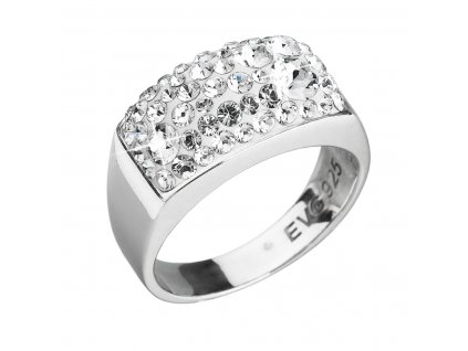 Stříbrný prsten s krystaly Swarovski bílý 35014.1 krystal