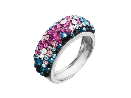 Stříbrný prsten s krystaly Swarovski mix barev modrá růžová 35031.4 galaxy (Velikost 52 (ø16,6 mm))