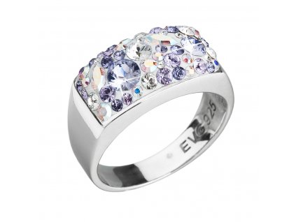 Stříbrný prsten s krystaly Swarovski fialový 35014.3 violet