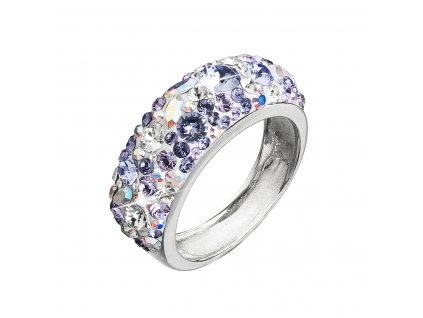 Stříbrný prsten s krystaly Swarovski fialový 35031.3 violet