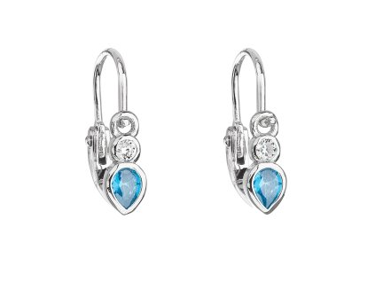 21896 stribrne detske nausnice visaci se zirkonem v modre barve 11197 3