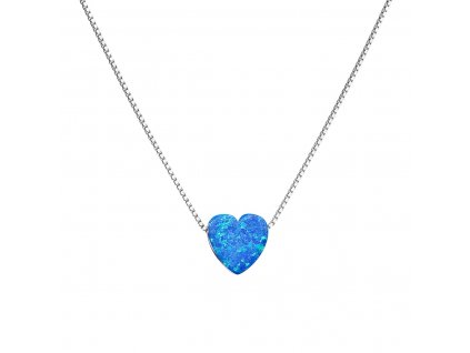 Stříbrný náhrdelník se syntetickým opálem modré srdce 12048.3