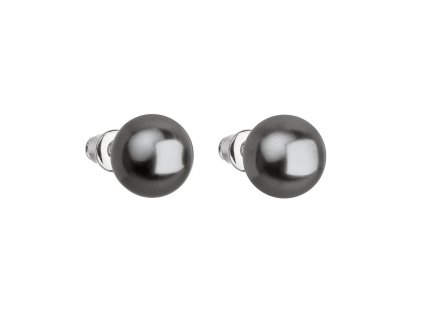 Náušnice bižuterie s perlou šedé kulaté 71070.3