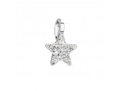 Stříbrný přívěsek s Preciosa krystaly bílá hvězdička 34259.1