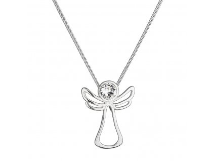 Stříbrný náhrdelník anděl se Swarovski krystalem 32080.1 bílý