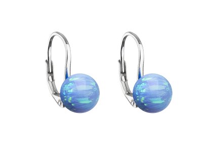 27830 stribrne visaci nausnice se syntetickym opalem svetle modre kulate 11245 3 lt blue