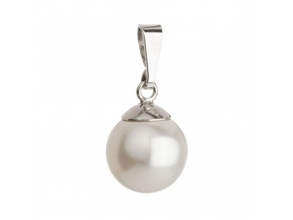 Stříbrný přívěsek s bílou kulatou Preciosa perlou 34150.1