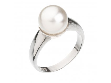 Stříbrný prsten se Swarovski perlou bílý 35022.1