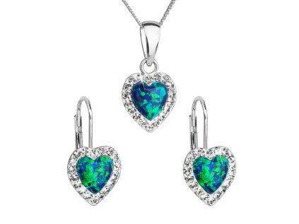 27548 sada sperku se syntetickym opalem a krystaly preciosa nausnice a privesek zelene srdce 39161 1