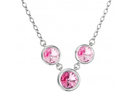 Stříbrný náhrdelník se Swarovski krystaly růžový kulatý 32033.3 rose