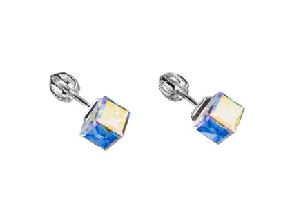 16346 stribrne nausnice pecka s krystaly swarovski ab efekt kosticka 31030 2