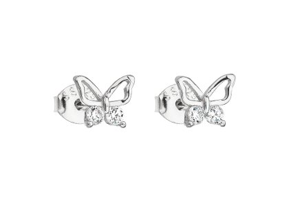 23075 stribrne nausnice pecka se zirkonem bily motyl 11036 1