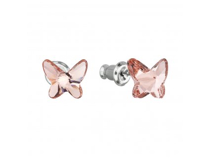 Náušnice bižuterie se Swarovski krystaly růžový motýl 51048.3 rose peach