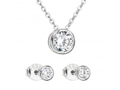 Sada šperků se zirkonem v bílé barvě náušnice a náhrdelník 19007.1