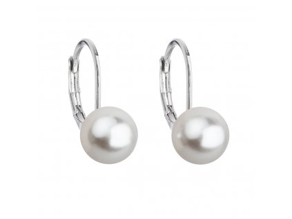 Náušnice bižuterie s perlou bílé kulaté 71068.1
