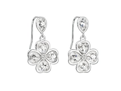 20546 stribrne nausnice visaci s krystaly swarovski bily ctyrlistek 31262 1