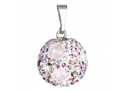 Stříbrný přívěsek s krystaly Swarovski mix barev kulatý 34081.3 magic rose