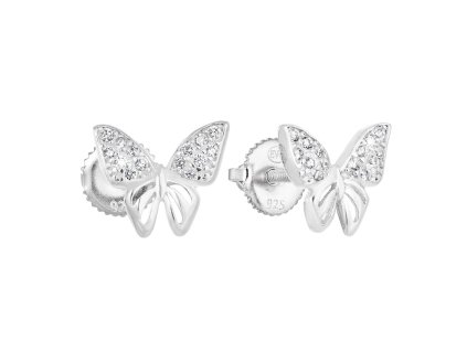 24119 stribrne nausnice pecka se zirkonem bily motyl 11311 1