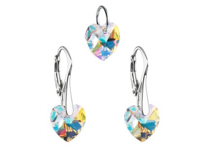 16385 sada sperku s krystaly swarovski nausnice a privesek ab efekt srdce 39003 2