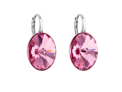 23693 stribrne nausnice visaci s krystaly swarovski ruzovy oval 31275 3