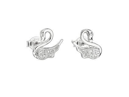 21722 stribrne nausnice pecka se zirkonem bila labut 11013 1