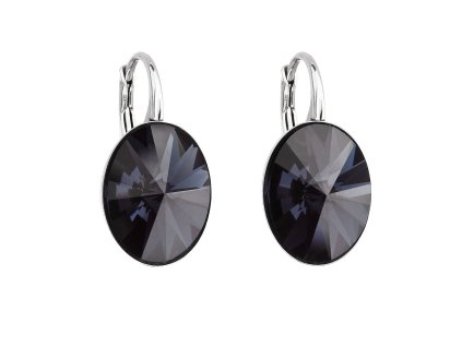 23690 stribrne nausnice visaci s krystaly swarovski cerny oval 31275 3