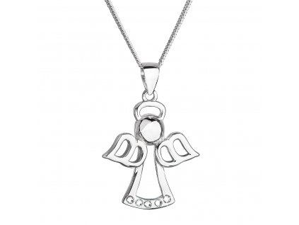 Stříbrný náhrdelník anděl se Swarovski krystaly bílý 32076.1