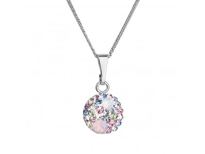 Stříbrný náhrdelník se Swarovski krystaly kulatý růžový 32086.3 magic rose