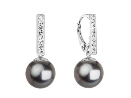 29507 stribrne visaci nausnice se swarovski perlou a krystaly 71121 3 dark grey