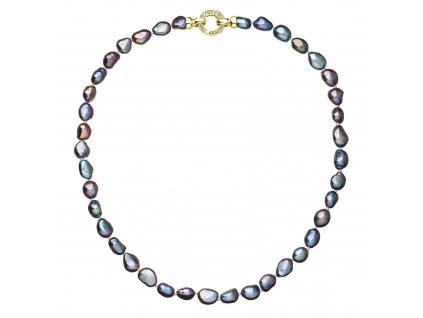 Perlový náhrdelník z pravých říčních perel modrý 22027.3 peacock