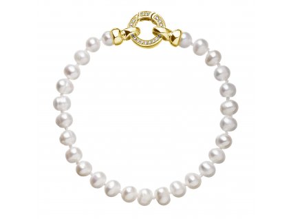 Perlový náramek z pravých říčních perel bílý 23001.1