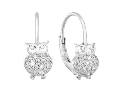 24287 stribrne nausnice visaci se zirkonem bila sova 11219 1