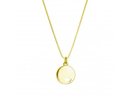 Pozlacený náhrdelník s přívěskem placička se srdíčkem 62006