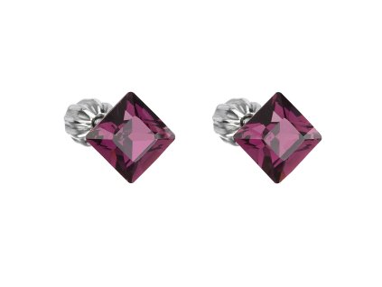 17909 stribrne nausnice pecka s krystaly swarovski fialovy ctverec 31065 3