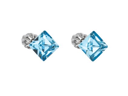 17912 stribrne nausnice pecka s krystaly swarovski modry ctverec 31065 3 aqua