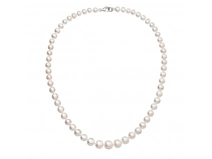 Perlový náhrdelník z odstupňovaných pravých říčních perel bílý 22040.1