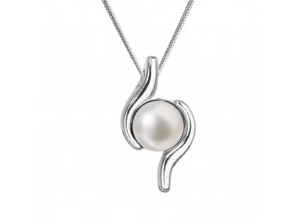 Stříbrný náhrdelník s pravou říční perlou 22038.1 bílý