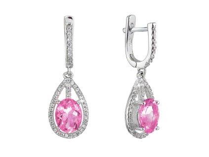 29945 stribrne nausnice visaci slzy s ruzovym zirkonem 11480 3 rose