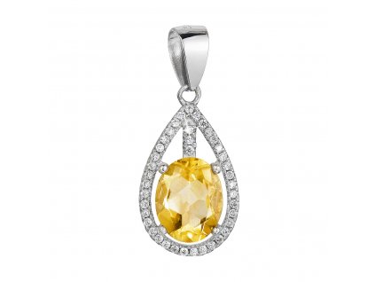 Stříbrný přívěsek slza žlutý zirkon 14034.3 citrine