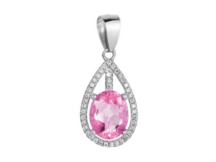 29954 stribrny privesek slza ruzovy zirkon 14034 3 rose