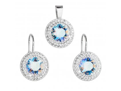 Sada šperků s krystaly Swarovski náušnice a přívěsek modré kulaté 39107.3 light sapphire shimmer