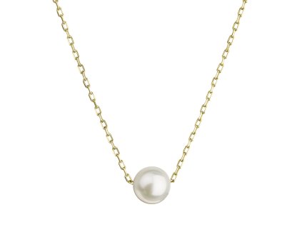 29072 zlaty 14 karatovy nahrdelnik zlute zlato s bilou ricni perlou 92p00027