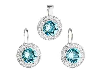 16712 sada sperku s krystaly swarovski nausnice a privesek modre kulate 39107 3 turquoise