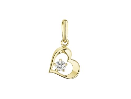 29099 zlaty 14 karatovy privesek srdce zlute zlato s bilym zirkonem 94z00012 crystal