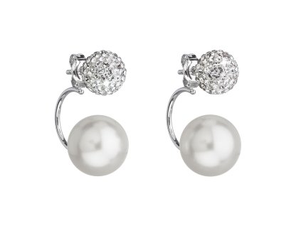 17537 stribrne nausnice dvojite s krystaly swarovski bile kulate 31179 1