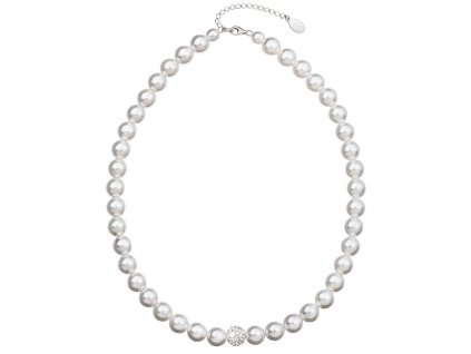 Perlový náhrdelník bílý s krystaly Swarovski 32011.1