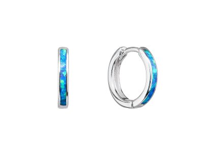 27911 stribrne nausnice krouzky se syntetickym opalem modre 11403 3 blue