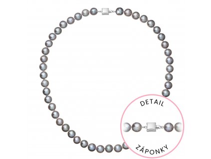 Perlový náhrdelník z říčních perel se zapínáním z bílého 14 karátového zlata 822028.3/9268B grey