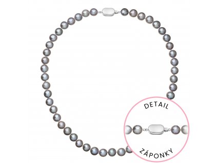 Perlový náhrdelník z říčních perel se zapínáním z bílého 14 karátového zlata 822028.3/9269B grey