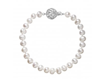 Perlový náramek z říčních perel se zapínáním z bílého 14 karátového zlata 823001.1/9264B bílý